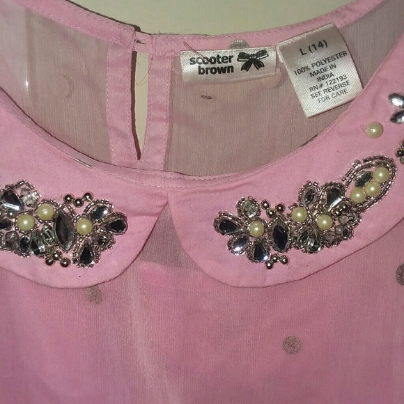 Scooter Brown girls pink sleeveless top w/tank top - Picture 2 of 4